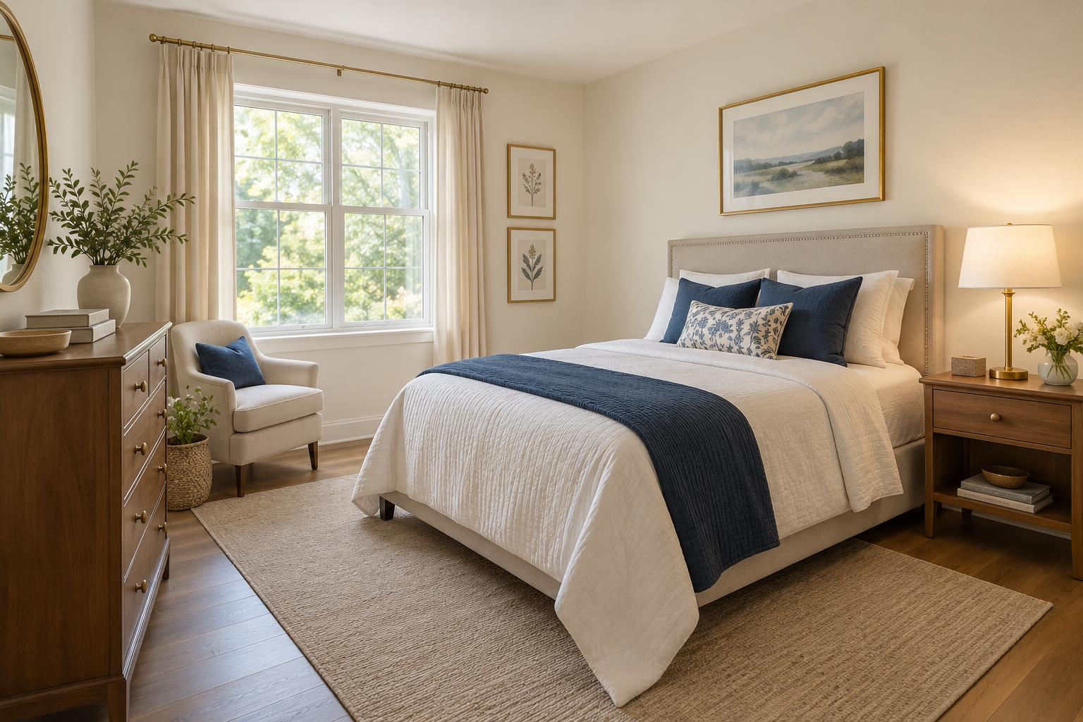 Furnished private bedroom with one bed